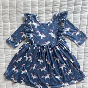 Mila & Rose 3T Unicorn Ruffle Sleeve Girls Dress